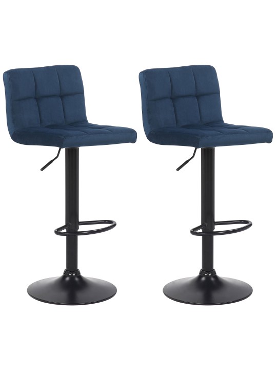Lot de 2 tabourets de bar Feni velours, bleu Lot de 2 tabourets de bar Feni velours, bleu