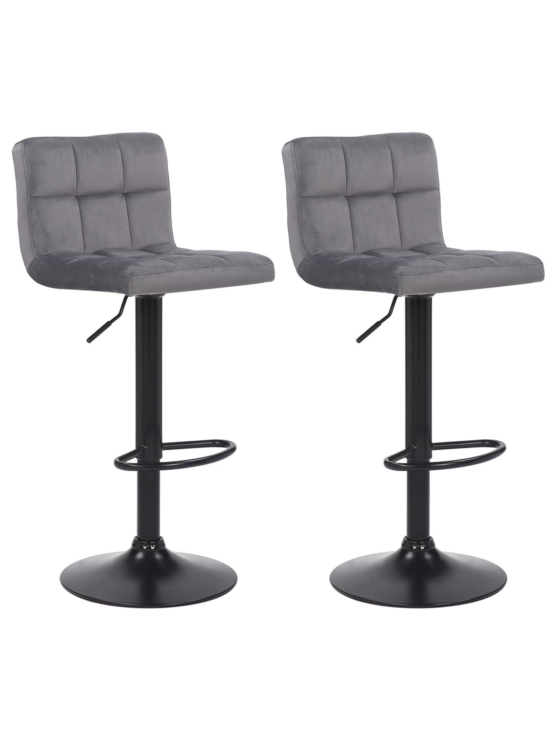 Lot de 2 tabourets de bar Feni velours, gris