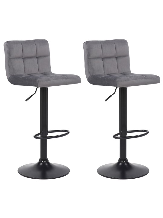 Lot de 2 tabourets de bar Feni velours, gris Lot de 2 tabourets de bar Feni velours, gris