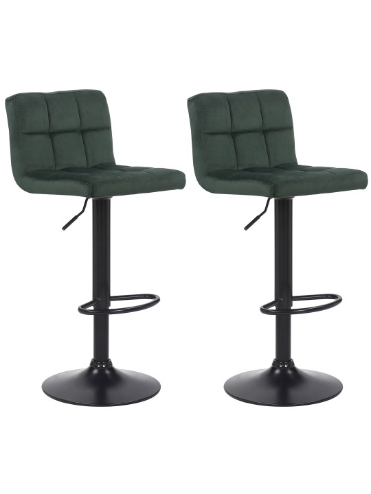 Lot de 2 tabourets de bar Feni velours, vert Lot de 2 tabourets de bar Feni velours, vert