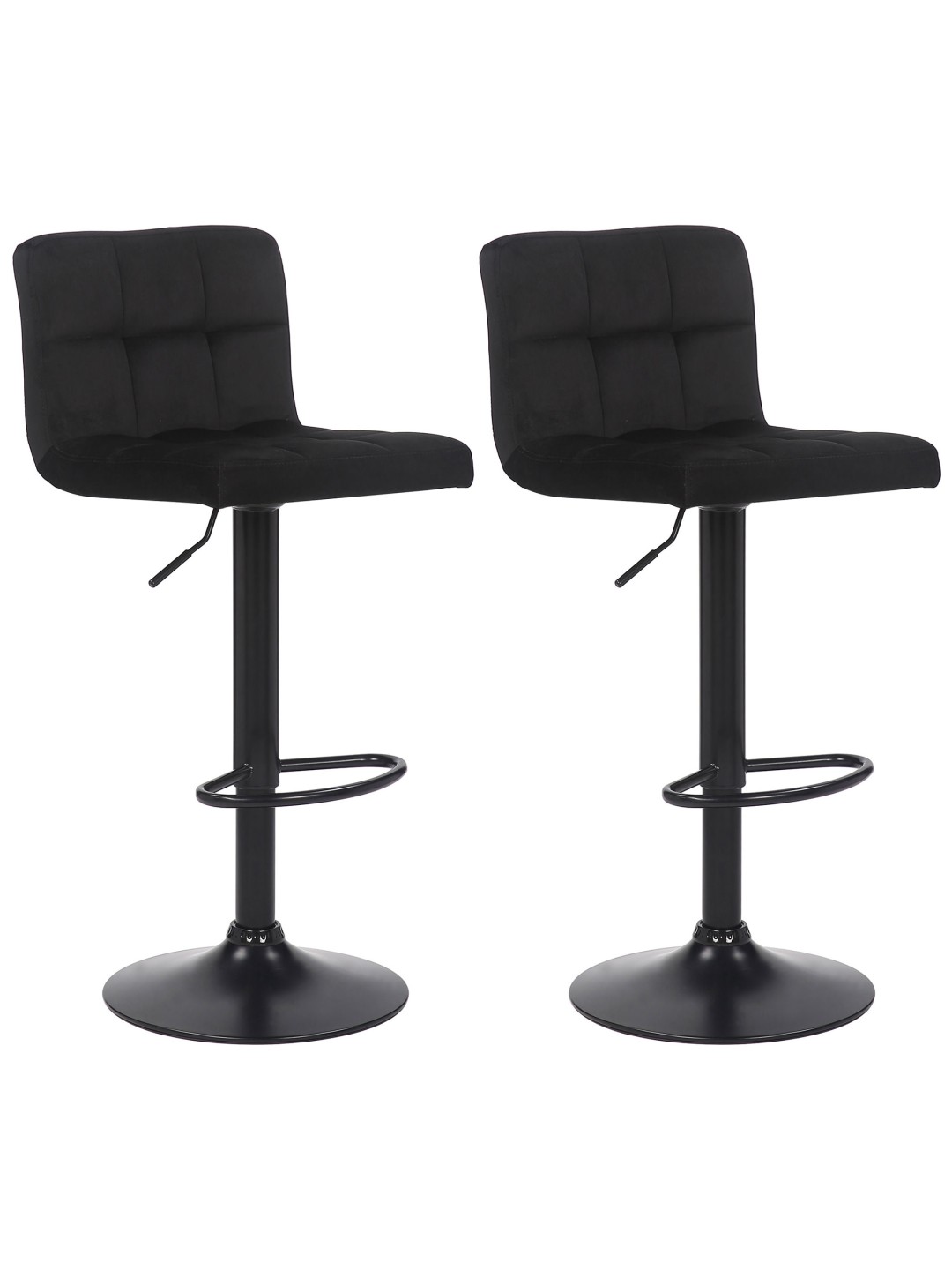 Lot de 2 tabourets de bar Feni velours, noir