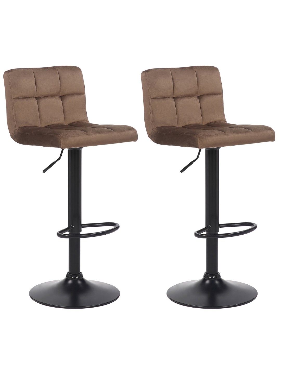 Lot de 2 tabourets de bar Feni velours, brun