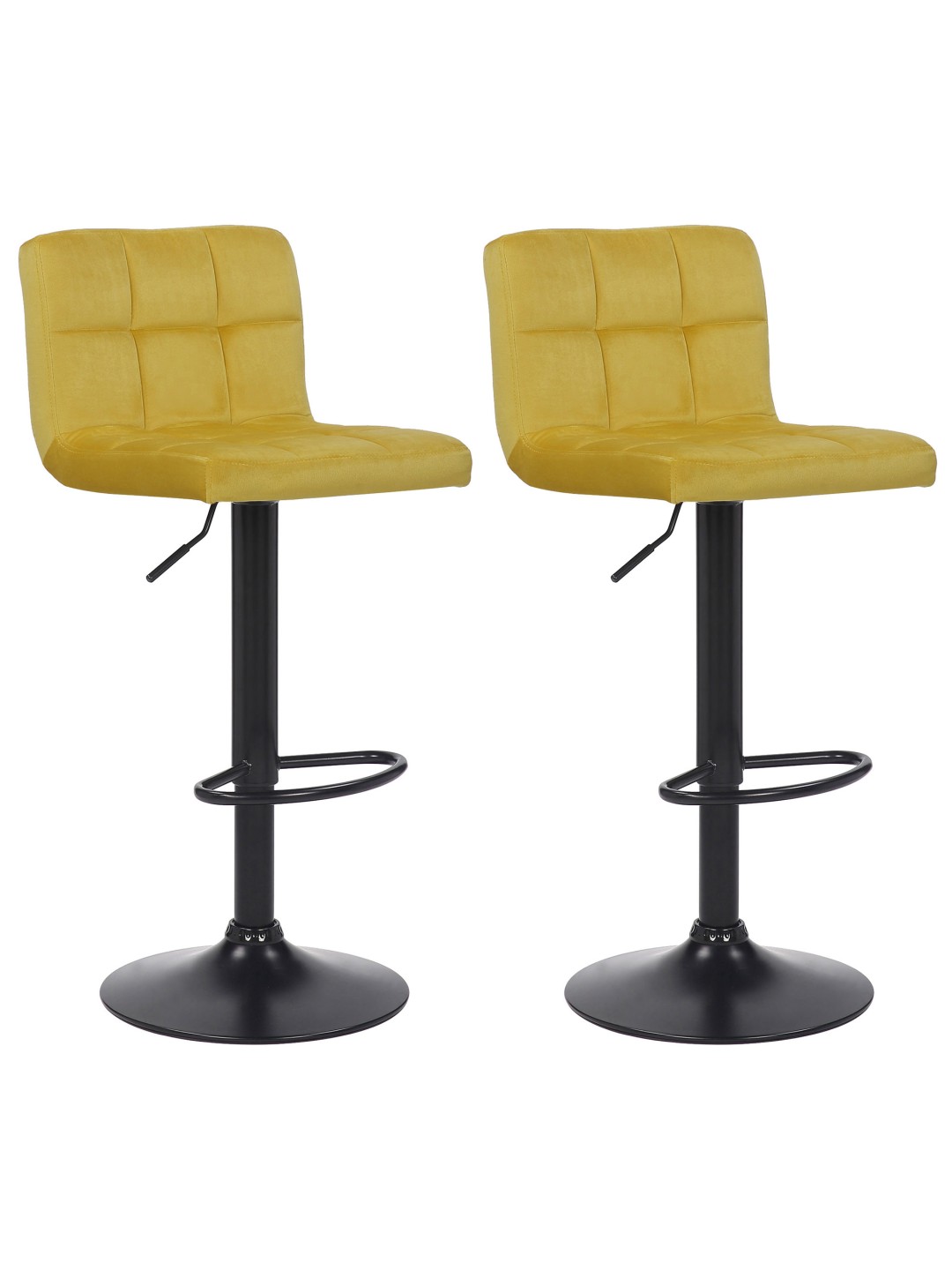 Lot de 2 tabourets de bar Feni velours, jaune
