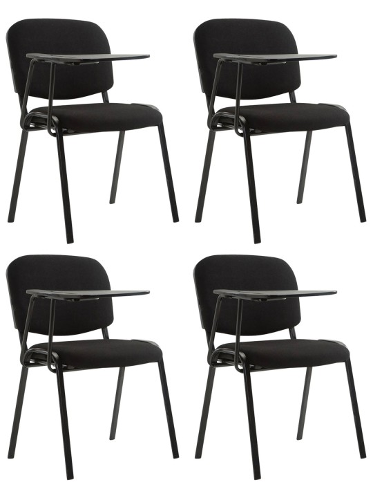 Lot de 4 chaises Ken avec table pliante en tissu, noir