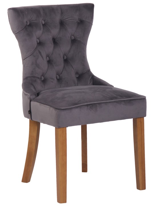 Lot de 4 chaises de salle à manger Franca velours antique clair, gris foncé