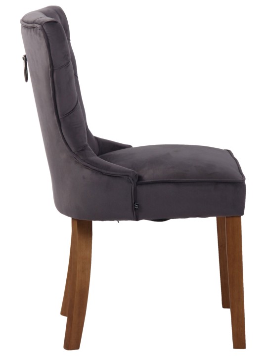 Lot de 4 chaises de salle à manger Franca velours antique clair, gris foncé