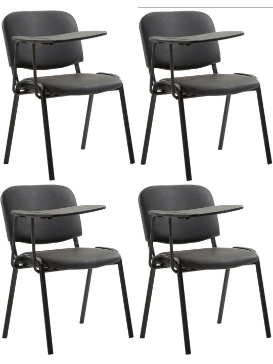 Lot de 4 chaises Ken avec table pliante simili cuir, noir Lot de 4 chaises Ken avec table pliante simili cuir, noir