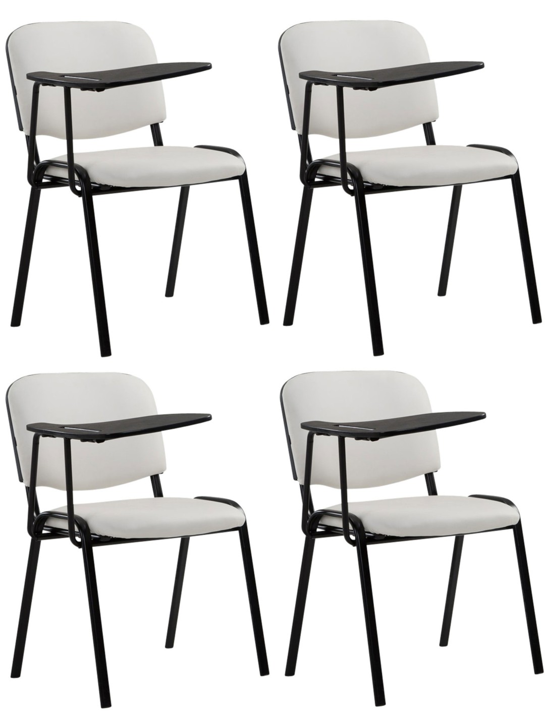 Lot de 4 chaises Ken avec table pliante simili cuir, blanc