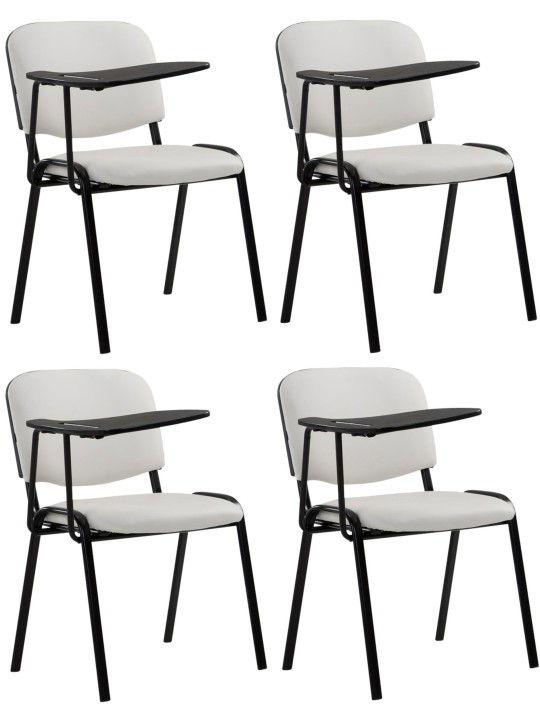 Lot de 4 chaises Ken avec table pliante simili cuir, blanc Lot de 4 chaises Ken avec table pliante simili cuir, blanc