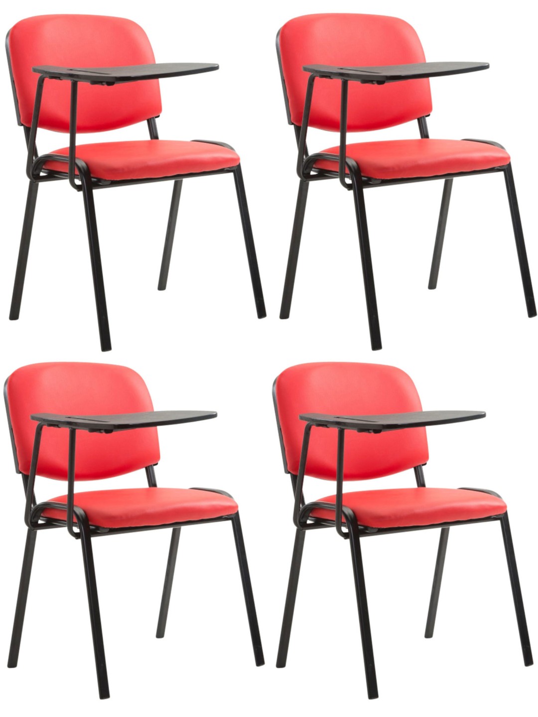 Lot de 4 chaises Ken avec table pliante simili cuir, rouge