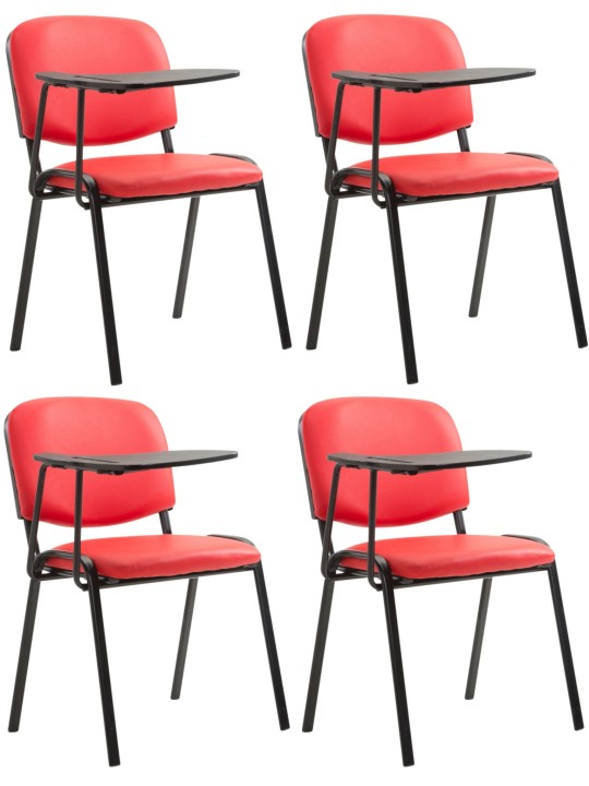 Lot de 4 chaises Ken avec table pliante simili cuir, rouge Lot de 4 chaises Ken avec table pliante simili cuir, rouge
