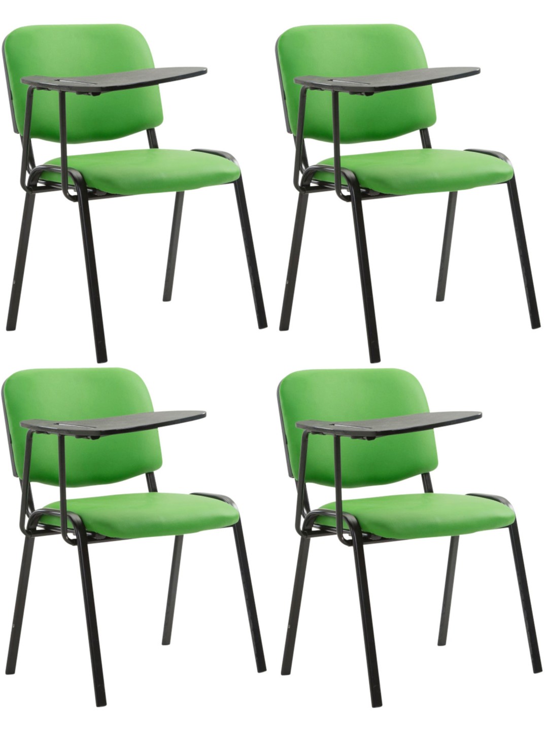 Lot de 4 chaises Ken avec table pliante simili cuir, vert