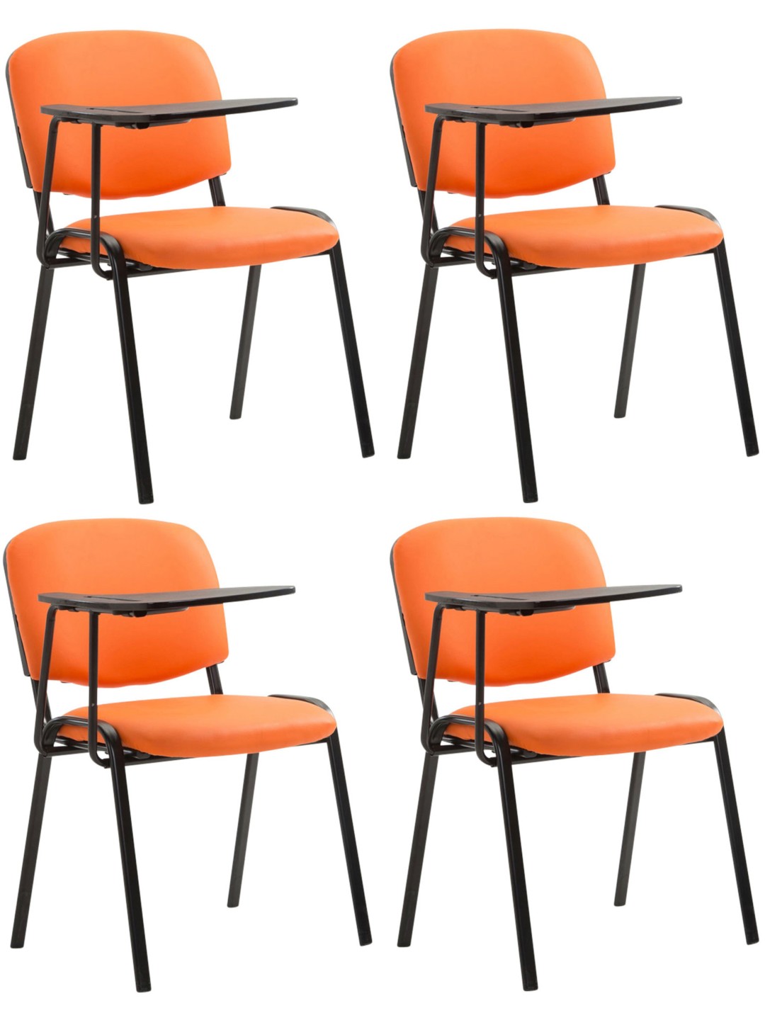Lot de 4 chaises Ken avec table pliante simili cuir, orange