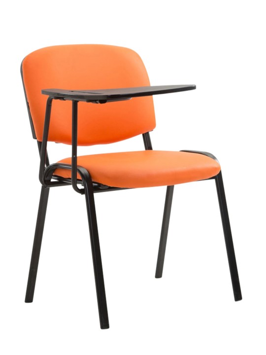 Lot de 4 chaises Ken avec table pliante simili cuir, orange Lot de 4 chaises Ken avec table pliante simili cuir, orange