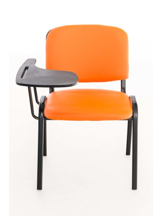 Lot de 4 chaises Ken avec table pliante simili cuir, orange Lot de 4 chaises Ken avec table pliante simili cuir, orange