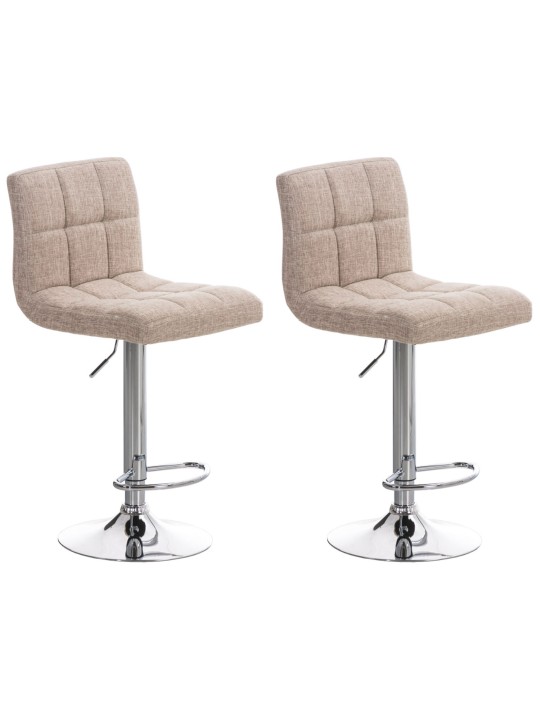 Lot de 2 tabourets de bar Pérou FABRIC C, crème
