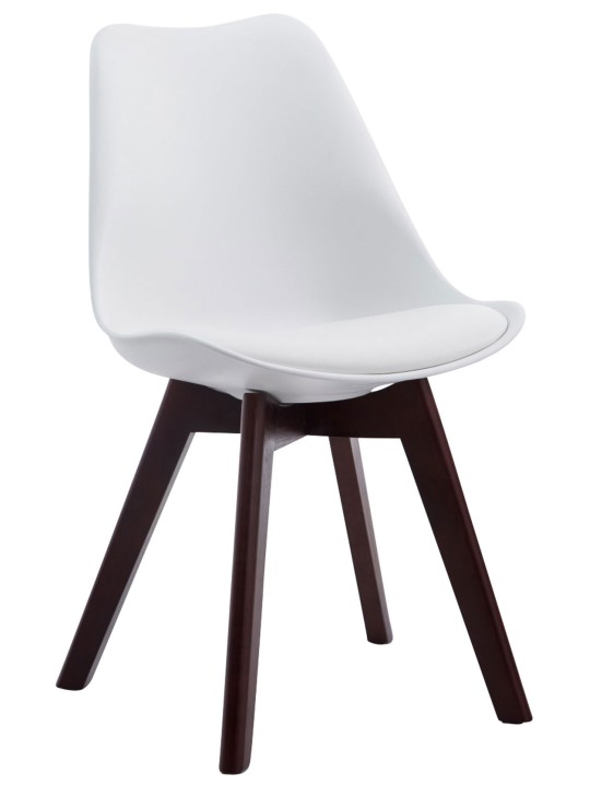 Lot de 4 chaises visiteurs Borneo V2 simili cuir noyer, blanc Lot de 4 chaises visiteurs Borneo V2 simili cuir noyer, blanc