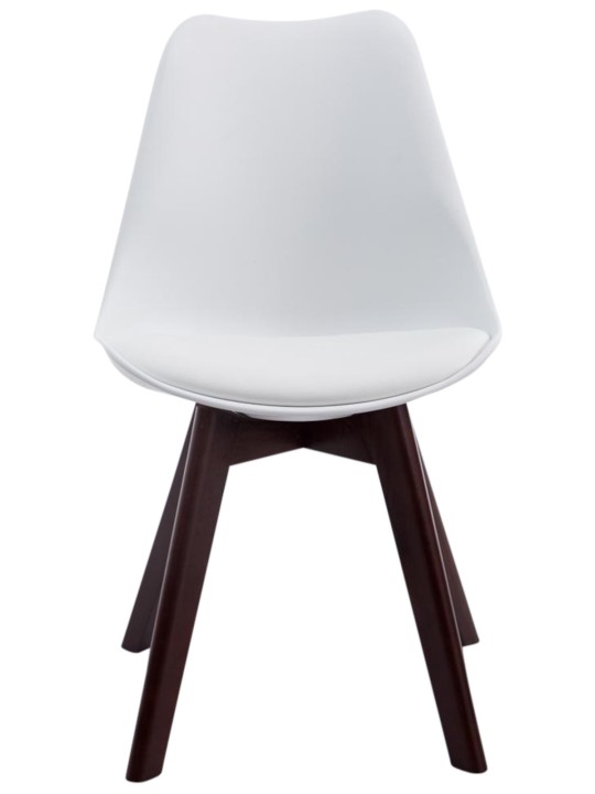 Lot de 4 chaises visiteurs Borneo V2 simili cuir noyer, blanc Lot de 4 chaises visiteurs Borneo V2 simili cuir noyer, blanc