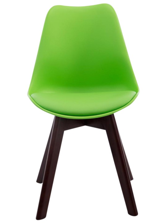 Lot de 4 chaises visiteurs Borneo V2 simili cuir noyer, vert Lot de 4 chaises visiteurs Borneo V2 simili cuir noyer, vert