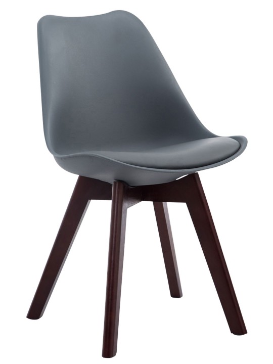 Lot de 4 chaises visiteurs Borneo V2 simili cuir noyer, gris Lot de 4 chaises visiteurs Borneo V2 simili cuir noyer, gris