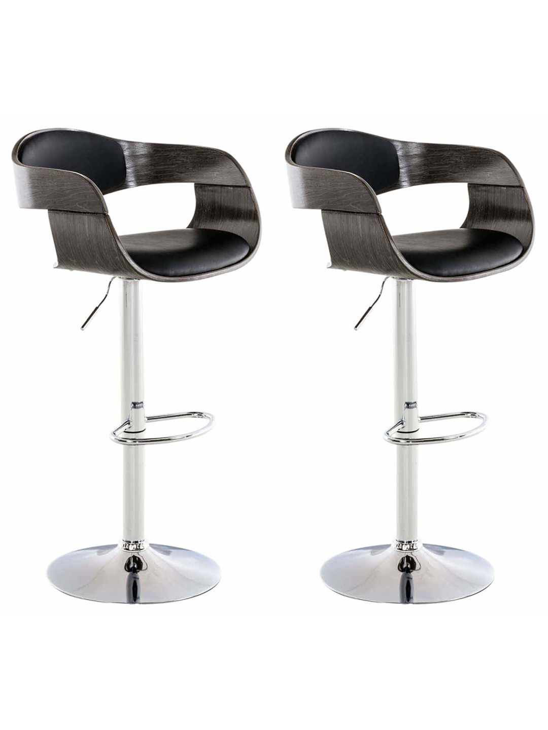 Lot de 2 tabourets de bar Kingston C simili cuir, noir/gris