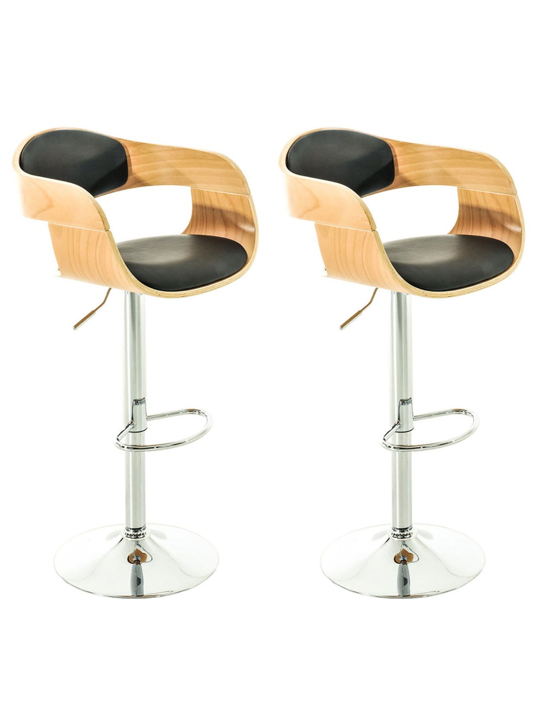 Lot de 2 tabourets de bar Kingston C simili cuir, naturel/noir