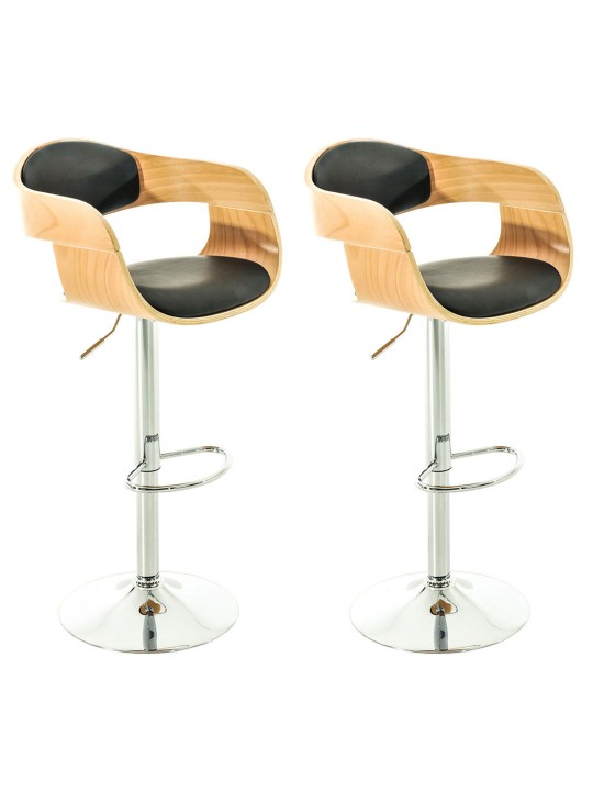 Lot de 2 tabourets de bar Kingston C simili cuir, naturel/noir