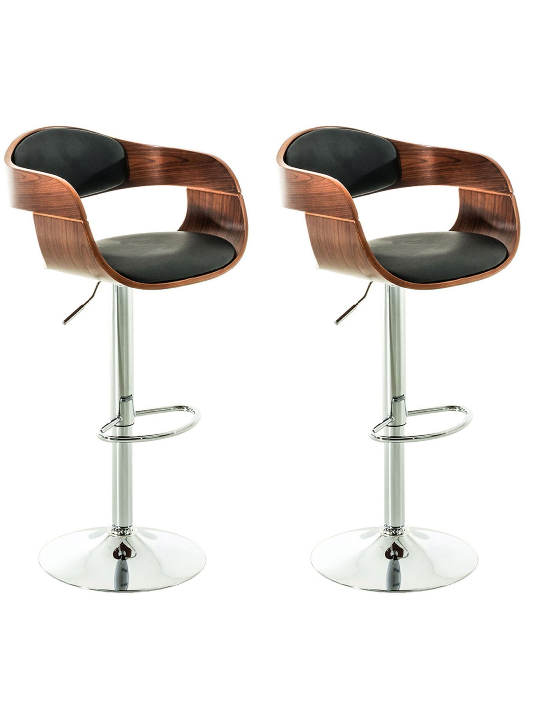Lot de 2 tabourets de bar Kingston C simili cuir, noyer/noir
