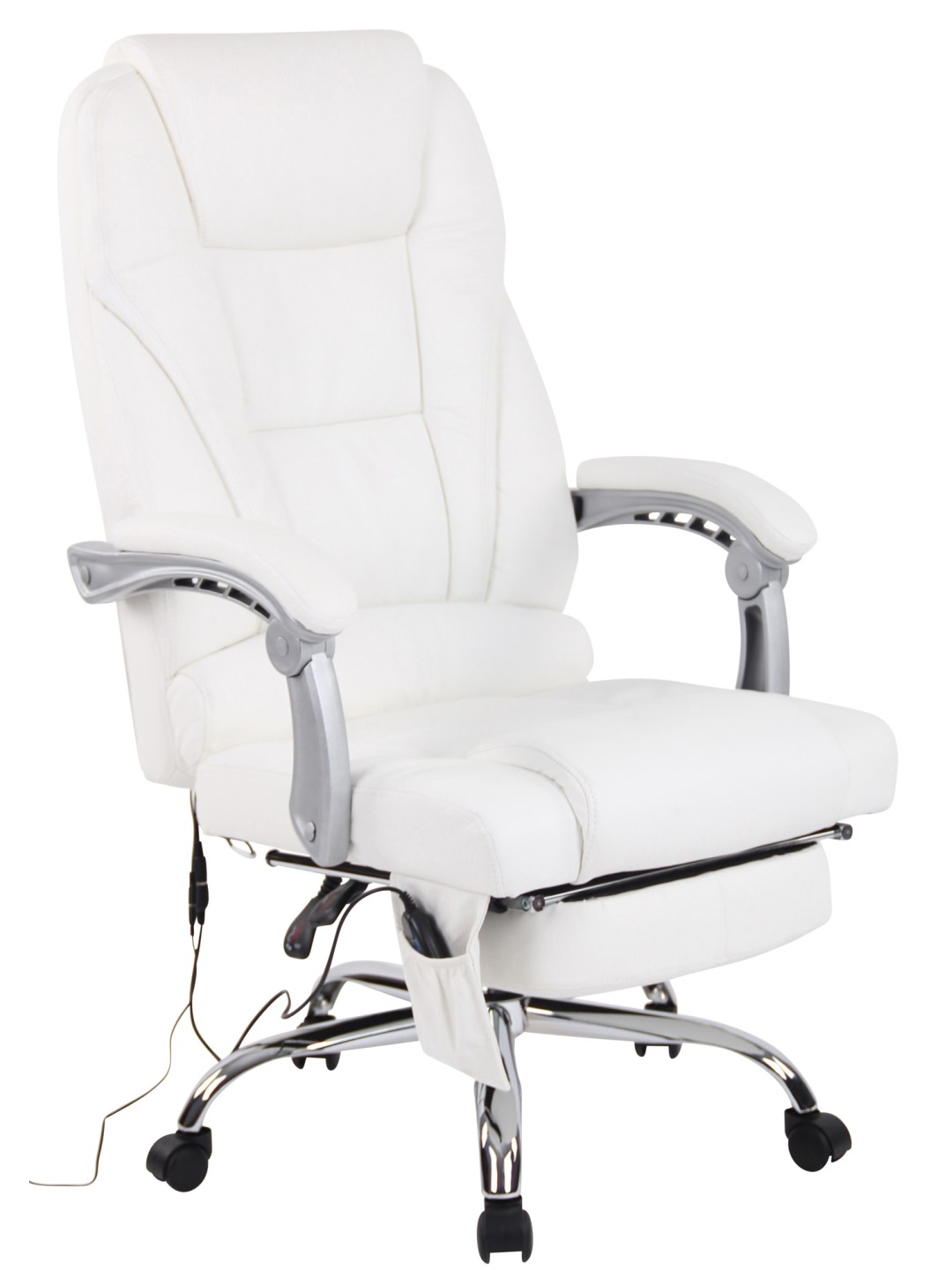 Chaise de bureau Pacific en cuir véritable avec fonction massage, blanc