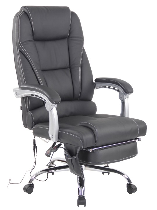 Chaise de bureau Pacific en cuir véritable avec fonction massage, noir Chaise de bureau Pacific en cuir véritable avec fonction massage, noir