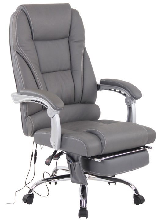 Chaise de bureau Pacific en cuir véritable avec fonction massage, gris Chaise de bureau Pacific en cuir véritable avec fonction massage, gris