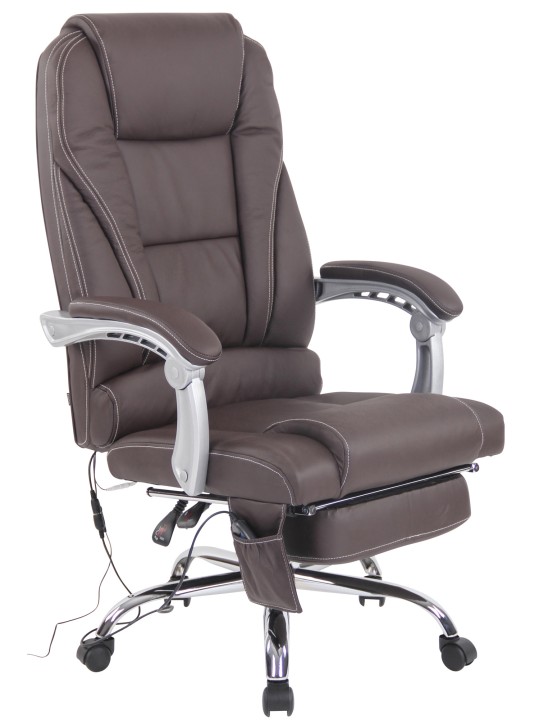 Chaise de bureau Pacific en cuir véritable avec fonction massage, brun Chaise de bureau Pacific en cuir véritable avec fonction massage, brun