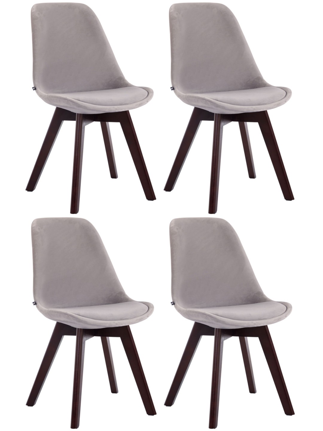 Lot de 4 chaises visiteurs Borneo V2 velours noyer, gris