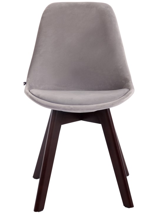 Lot de 4 chaises visiteurs Borneo V2 velours noyer, gris Lot de 4 chaises visiteurs Borneo V2 velours noyer, gris