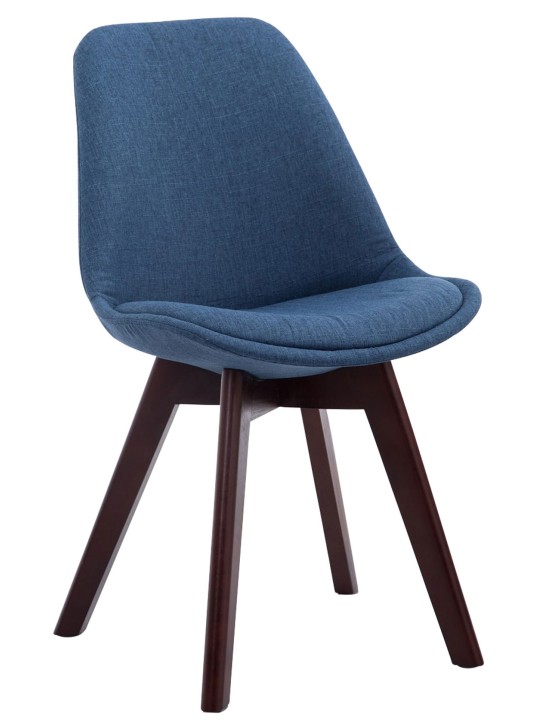 Lot de 4 chaises visiteurs Borneo V2 tissu noyer, bleu Lot de 4 chaises visiteurs Borneo V2 tissu noyer, bleu