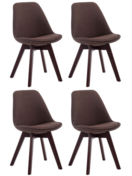 Lot de 4 chaises visiteurs Borneo V2 tissu noyer, brun Lot de 4 chaises visiteurs Borneo V2 tissu noyer, brun