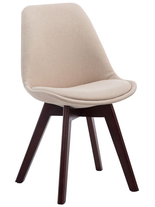 Lot de 4 chaises visiteurs Borneo V2 tissu noyer, crème Lot de 4 chaises visiteurs Borneo V2 tissu noyer, crème