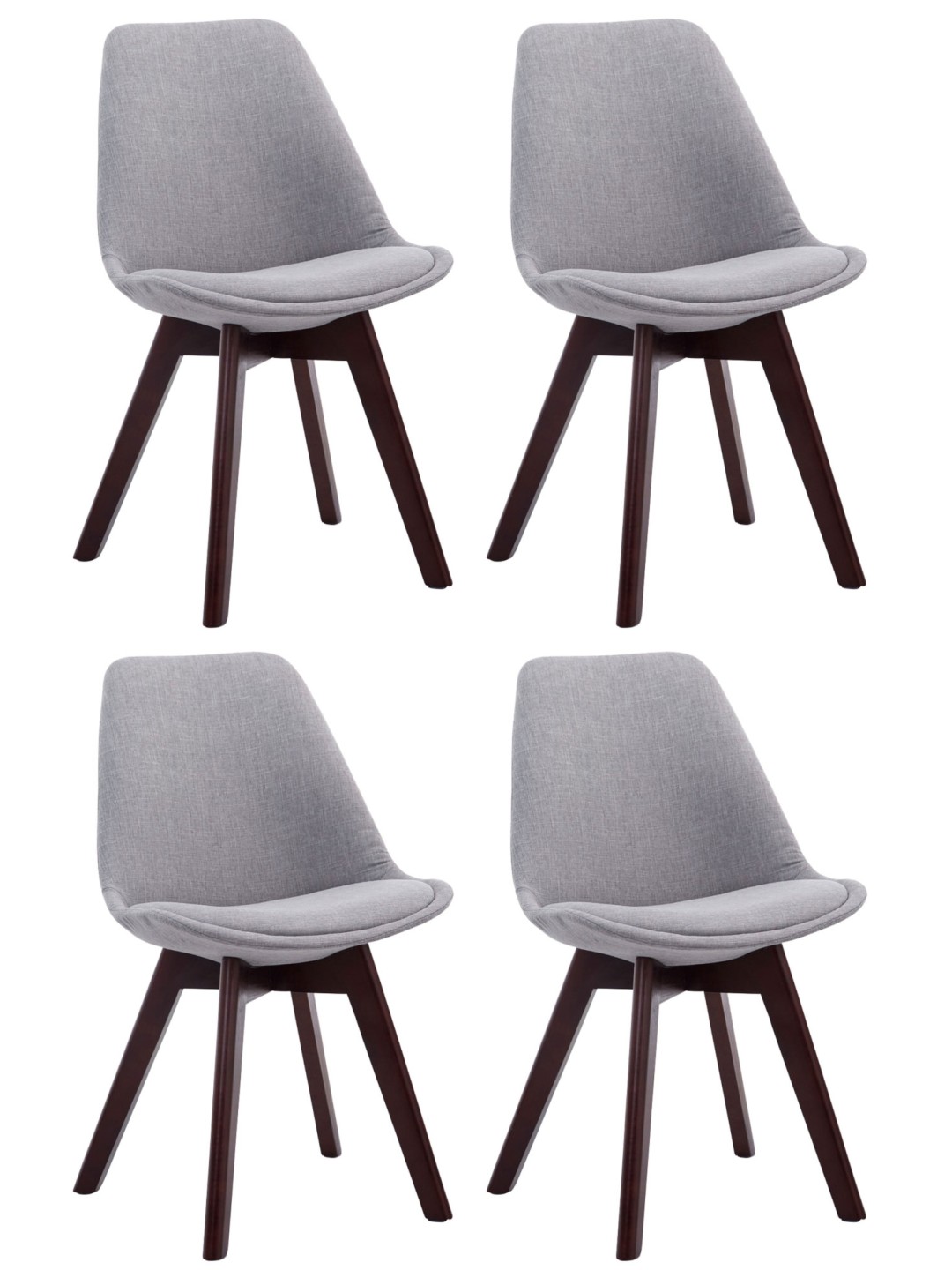Lot de 4 chaises visiteurs Borneo V2 tissu noyer, gris