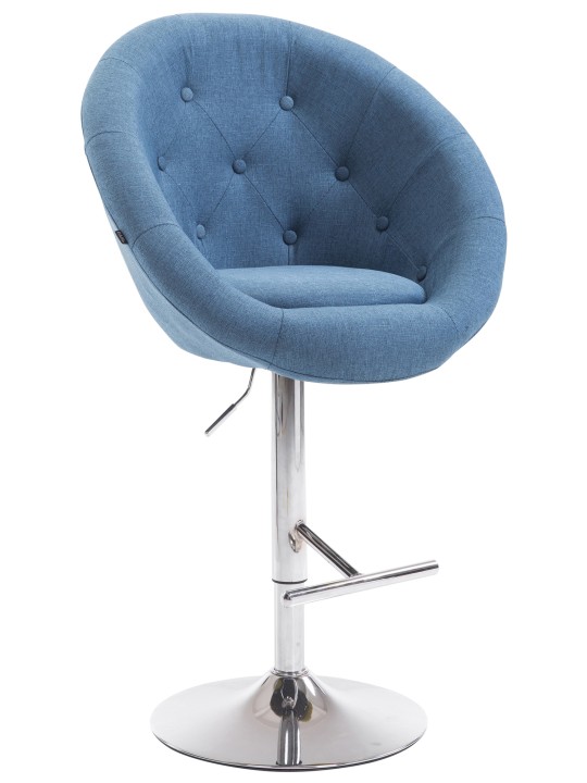 Tabouret de bar London V2 tissu chrome, bleu Tabouret de bar London V2 tissu chrome, bleu