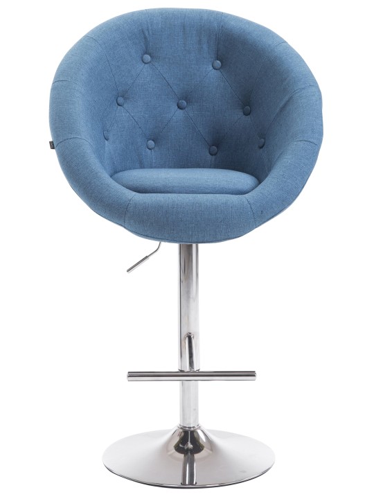 Tabouret de bar London V2 tissu chrome, bleu Tabouret de bar London V2 tissu chrome, bleu