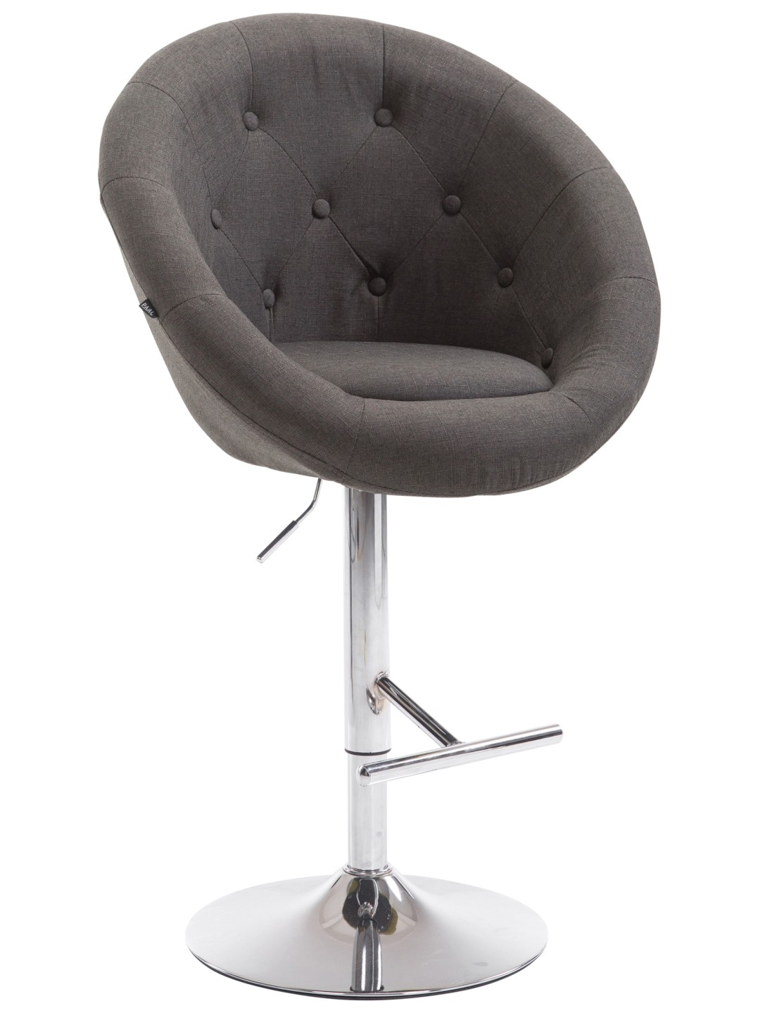 Tabouret de bar London V2 tissu chrome, gris foncé