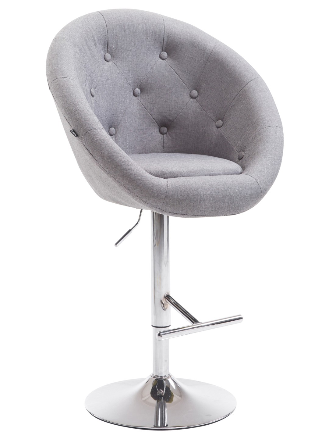 Tabouret de bar London V2 tissu chrome, gris