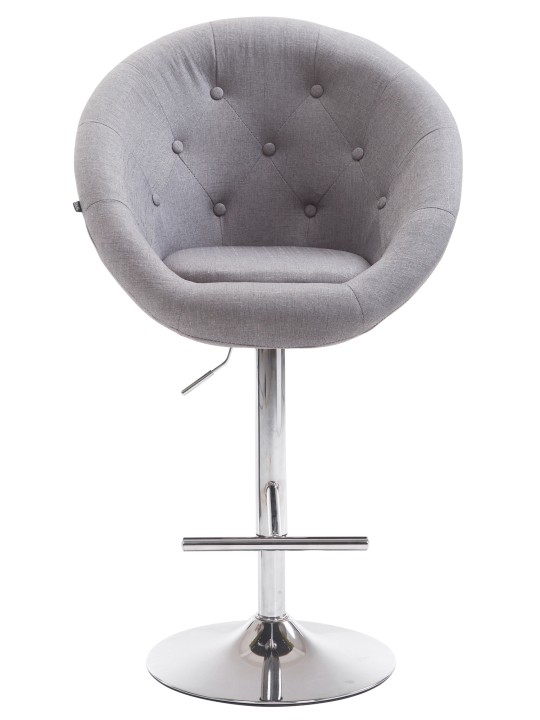 Tabouret de bar London V2 tissu chrome, gris