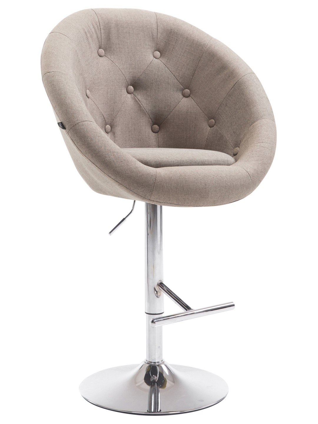 Tabouret de bar London V2 tissu chrome, taupe