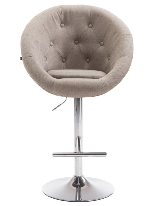 Tabouret de bar London V2 tissu chrome, taupe