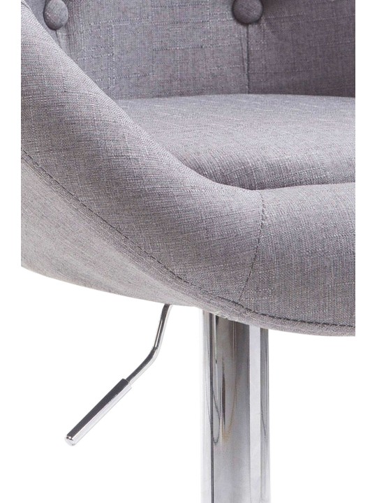 Tabouret de bar London V2 tissu chrome, gris