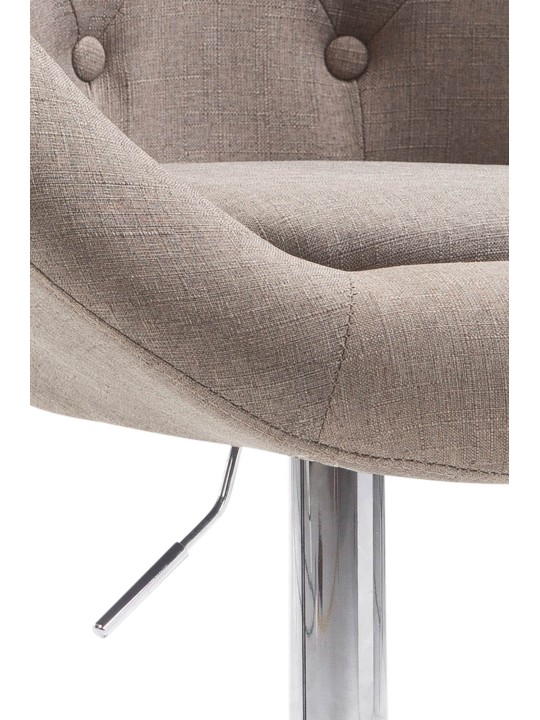 Tabouret de bar London V2 tissu chrome, taupe