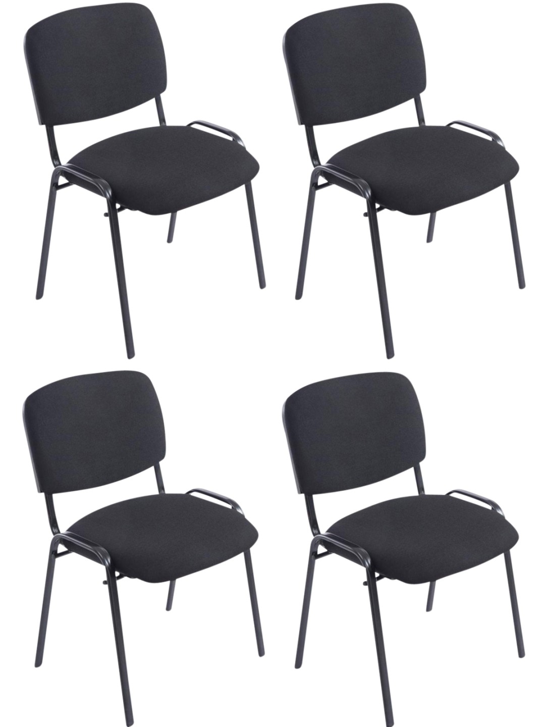 Lot de 4 chaises XL Ken tissu, noir