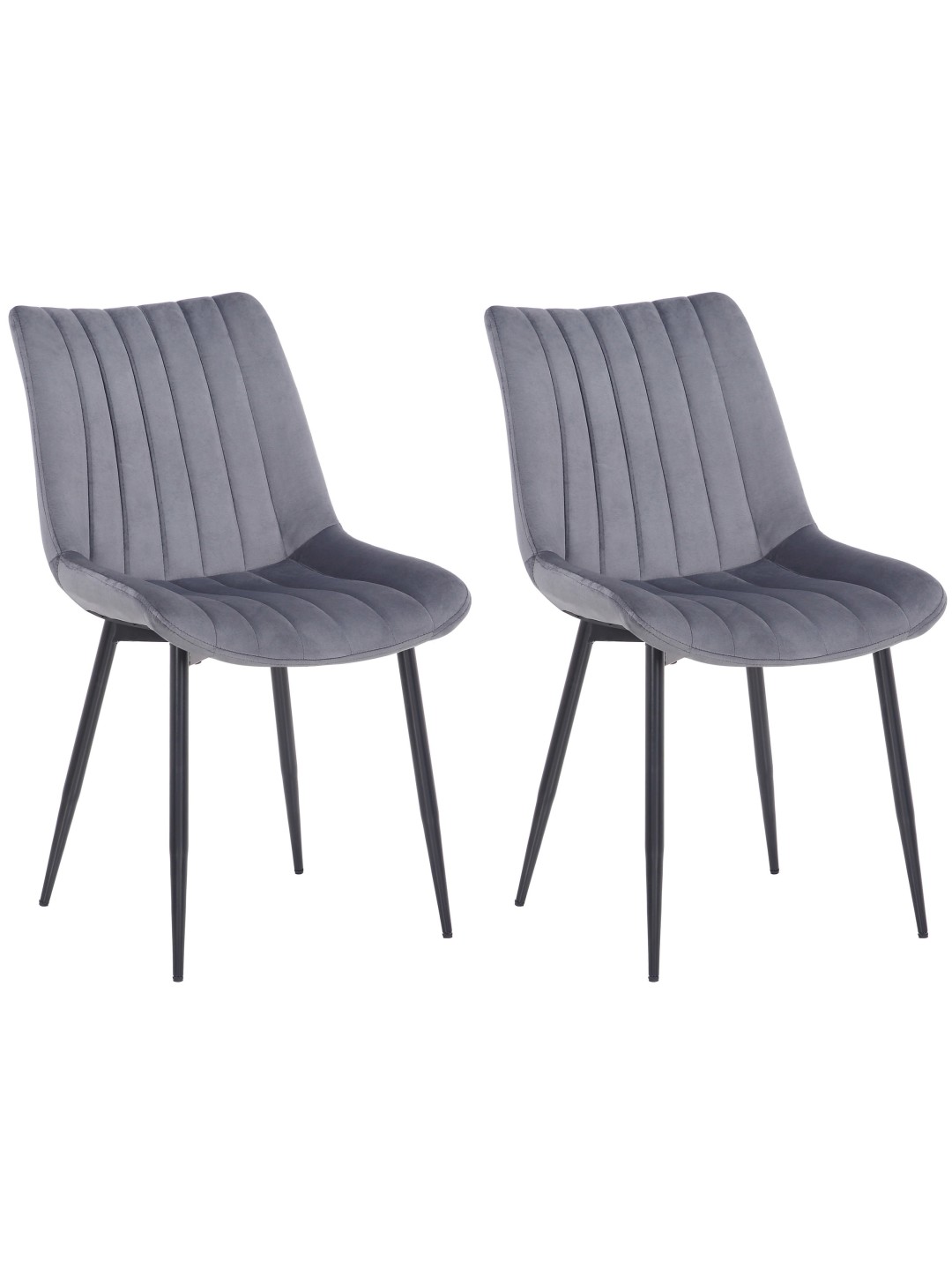Lot de 2 chaises Rahden velours, gris