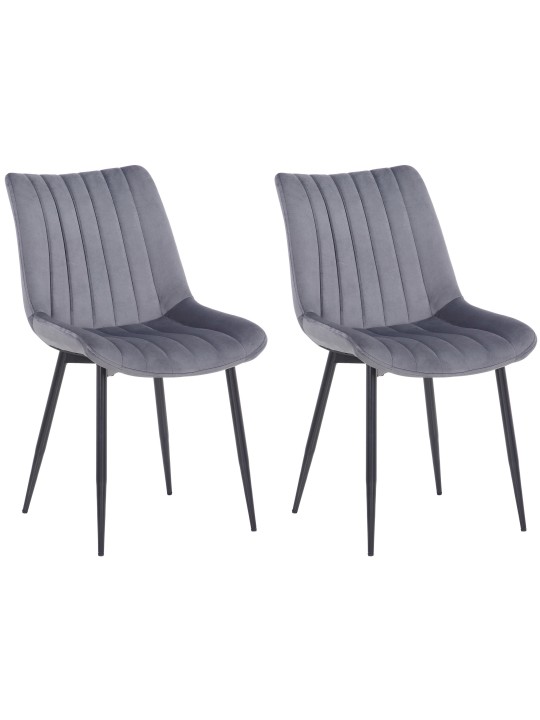 Lot de 2 chaises Rahden velours, gris